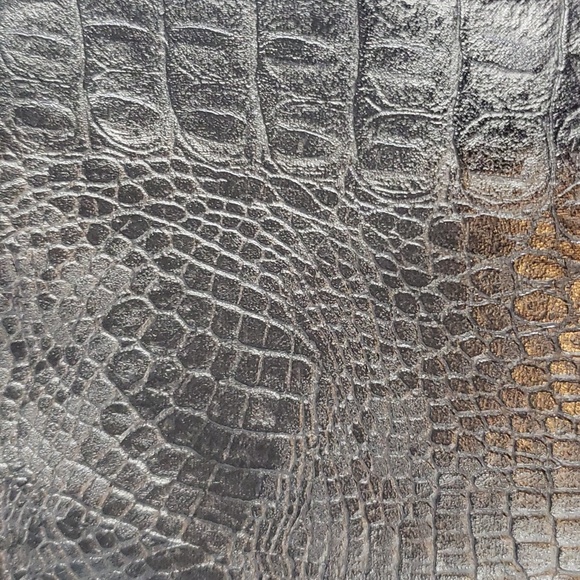 Olive + Oak Two Piece Black Alligator Skin Print Skirt and Crop Top Set, Small - Picture 2 of 8